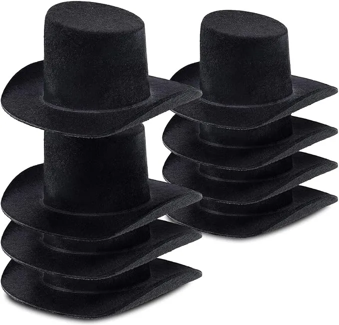 Skylety 8 Pieces Felt Top Hats Black Mini Top Hats Christmas Party Decoration for Your Snowman, Doll, or Other Craft Project