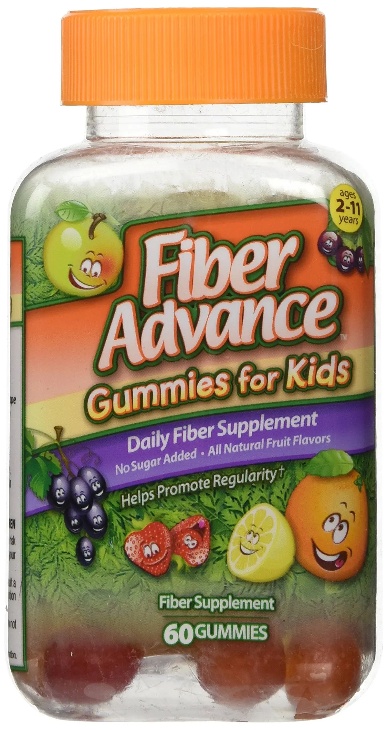 Fiber Advance Kids Digestive Health Fiber Supplement Gummies Natural Fruit 60ct