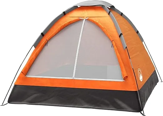 2-Person Camping Tent - Includes Rain Fly and Carrying Bag - Lightweight Compact Outdoor Tent for Backpacking, Hiking, or Beaches by Wakeman (Orange)