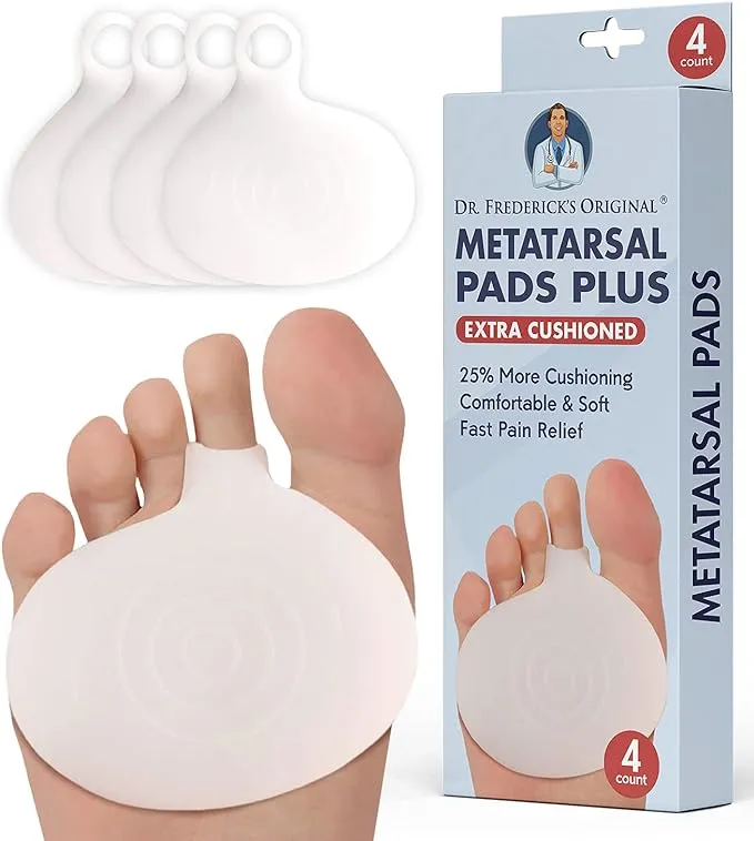 Dr. Frederick's Original Metatarsal Pads - 4 Pieces - Ball of Foot Cushions for Rapid Pain Relief - Gel Foot Pads