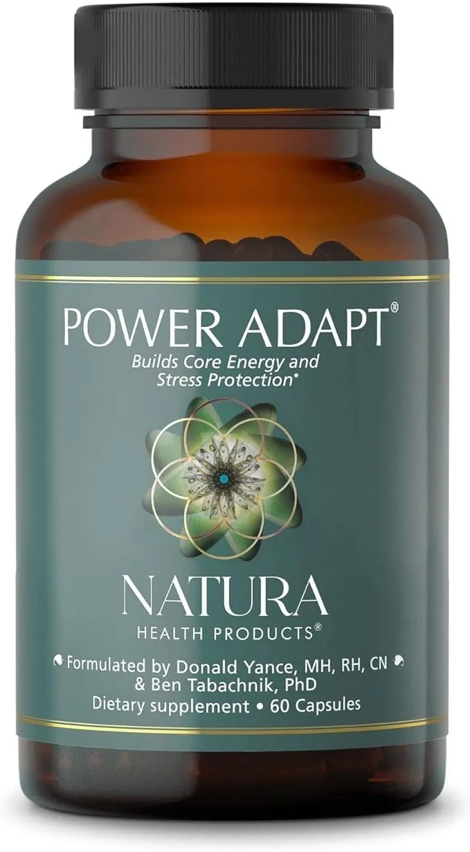 Natura Health Products Power Adapt Supplement - Deep Adrenal And Endocrine Support - Featuring Ashwagandha, Ginseng, Rhodiola Rosea Root Ext. And Cordyceps (60 capsules)