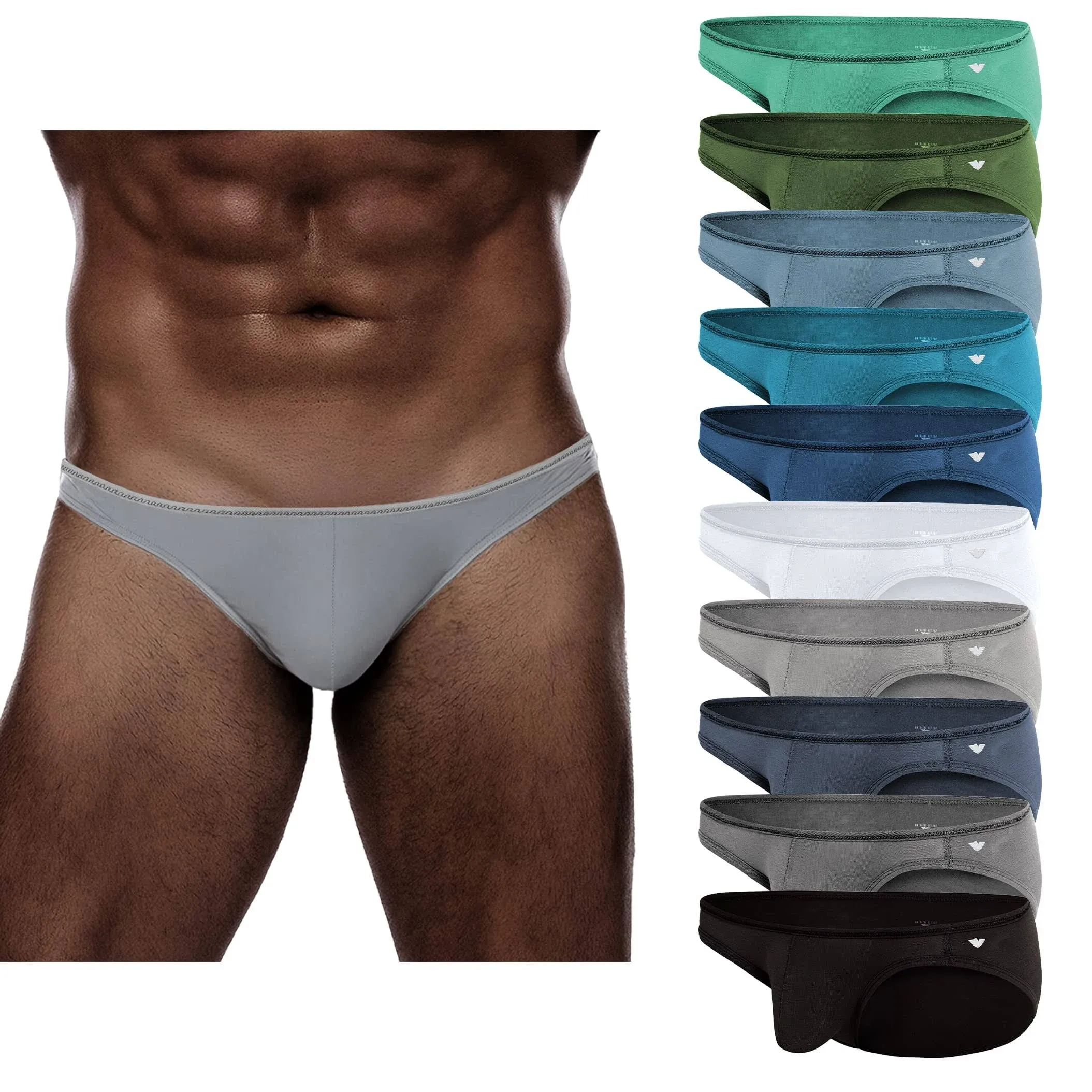 American Heaven Men's 10 Pack Cotton Rayon Stretch Comfort Pouch Sport Bikini ...