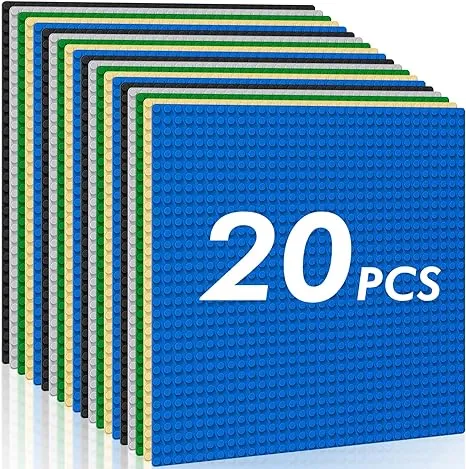 Classic Baseplates Building Plates-Pack of 20 Large 10" x 10" Building Bricks Compatible with All Major Brands,Perfect STEM Gift for Builders（Multicolored）