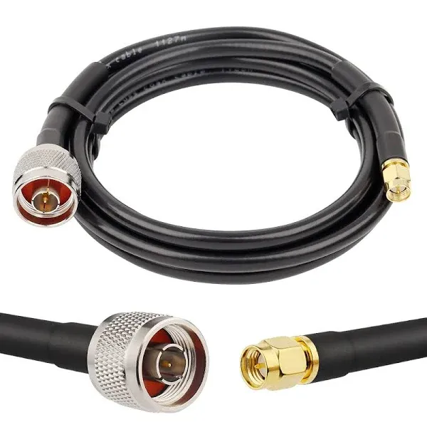 6ft N-to-SMA Cable, 50 Ohm, Waterproof, for WiFi Router, GPS Receiver, Antenna, Signal Booster Use