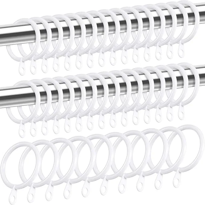 Shappy 40 Packs Metal Drapery Curtain Rings Curtain Rod Rings with Eyelets Hanging Rings for Curtains and Rods, Drape Sliding Eyelet Rings Internal Diameter(1.18in,White)