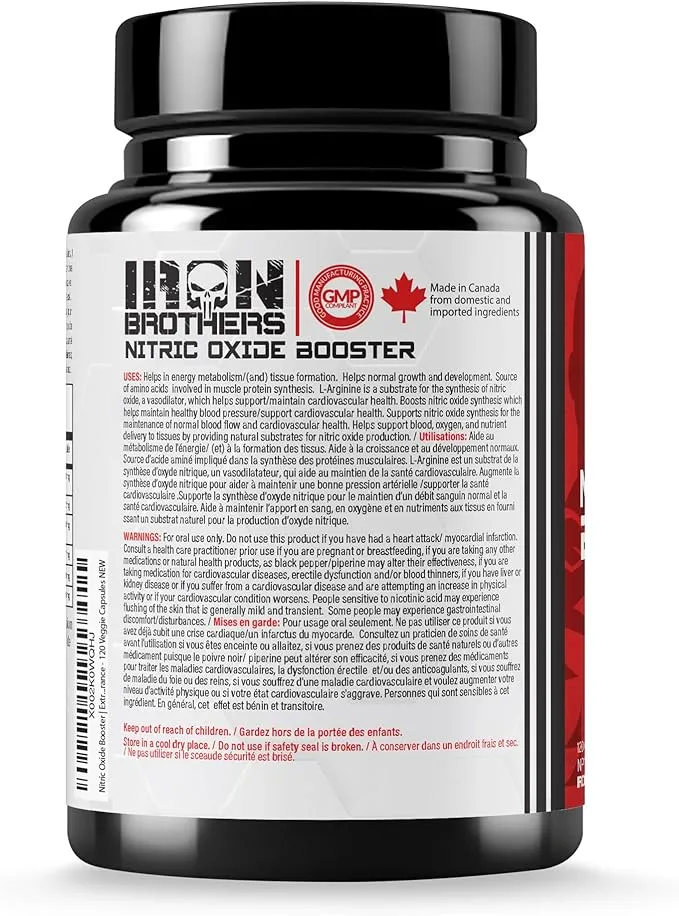 Iron Brothers Supplements - Nitric Oxide Booster | Nitric Oxide Supplements for Men | Pre-Workout with L-Arginine | Maximum Blood Flow & Vascularity | Increase Muscle Pumps, Energy & Endurance - 30 day