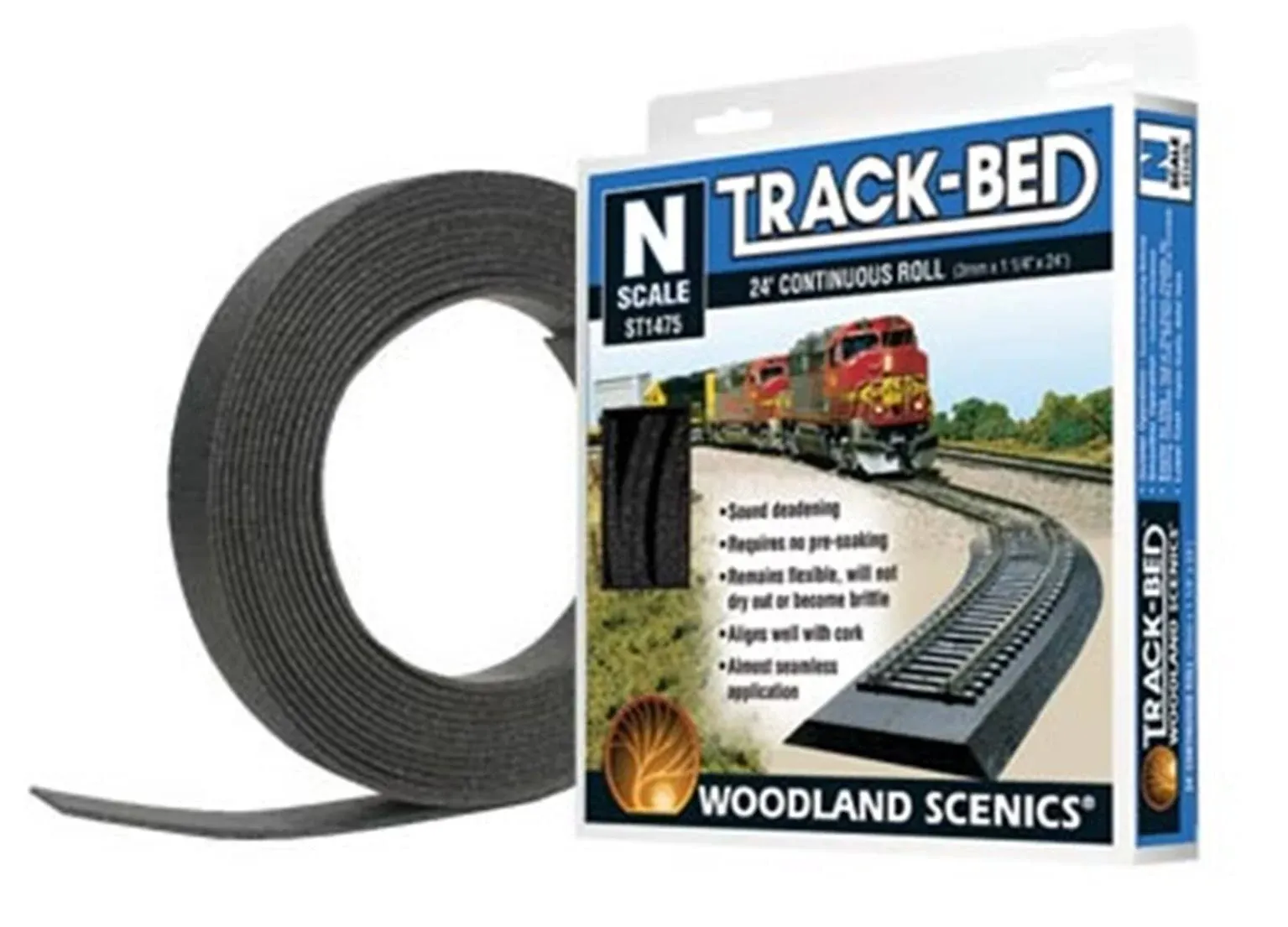 Woodland Scenics ST1475 Track-Bed 3mm x 1 1/4&#034; x 24&#039; Continuous Roll