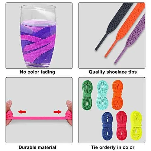 BQTQ 40 Pairs Colored Flat Shoelaces