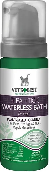 Vet's Best Waterless Flea & Tick Cat Bath Foam