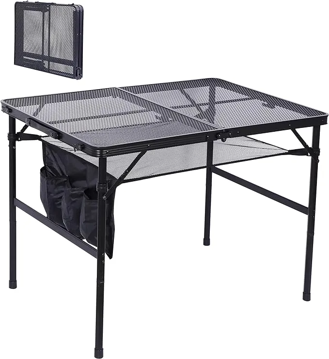 Nice C Folding Table Adjustable Height, Portable Camping Table with Mesh Bag ...