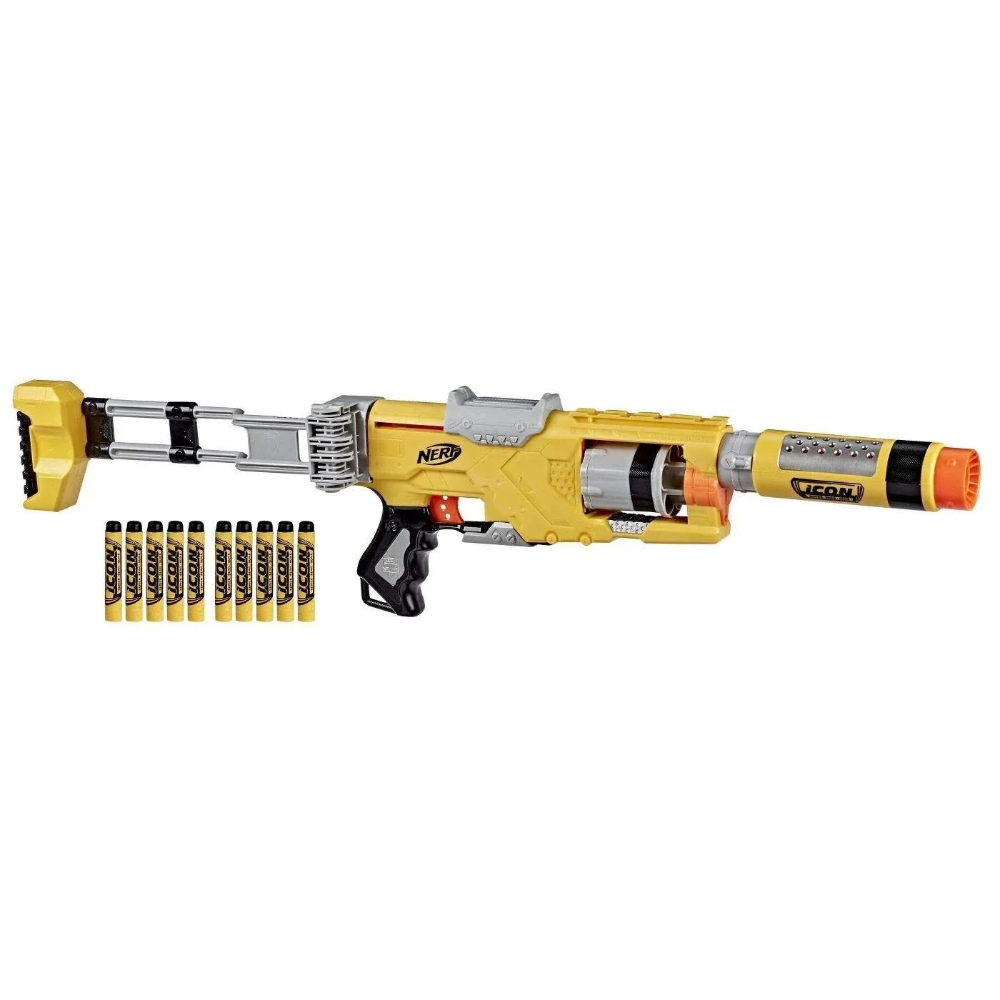 NERF Spectre Rev-5 Dart Gun Yellow N-Strike Elite Blaster And Stock