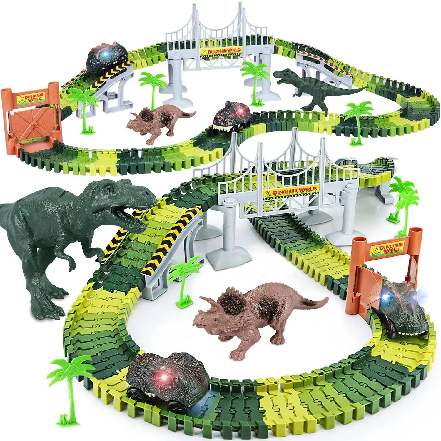 Create A Dinosaur World Road Race Flexible Track Playset 2 Pcs