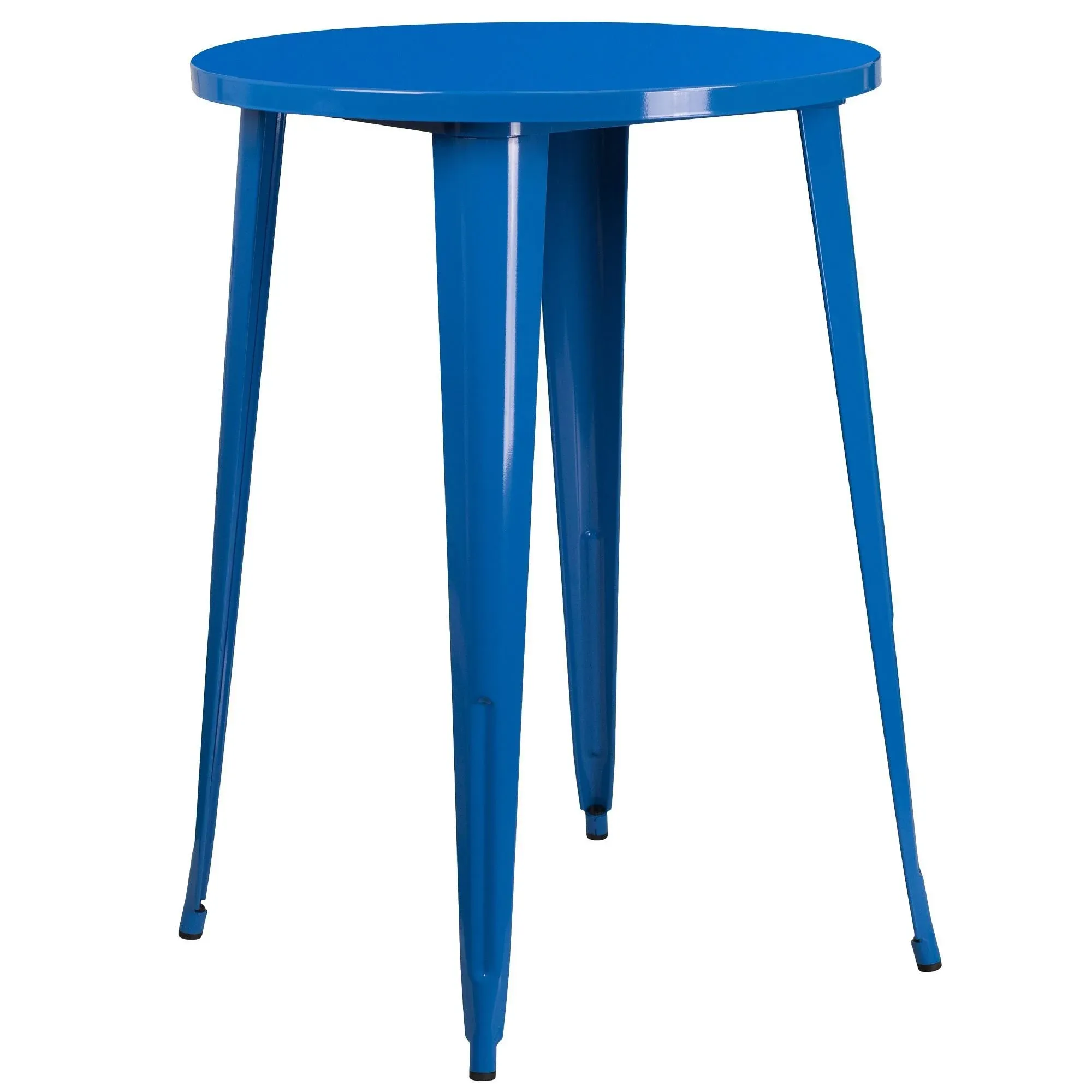 30'' Round Blue Metal Indoor-Outdoor Bar Height Table By Flash Furniture