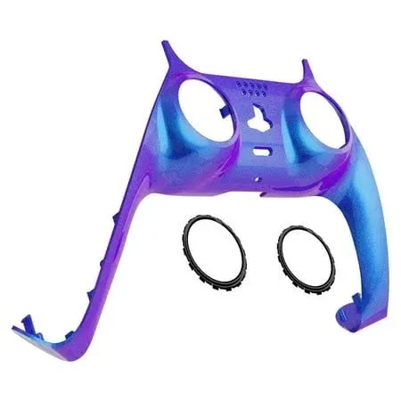 eXtremeRate Replacement Decorative Trim Shell with Accent Rings Compatible with PS5 Controller BDM-010/020/030/040/050 - Chameleon Purple Blue