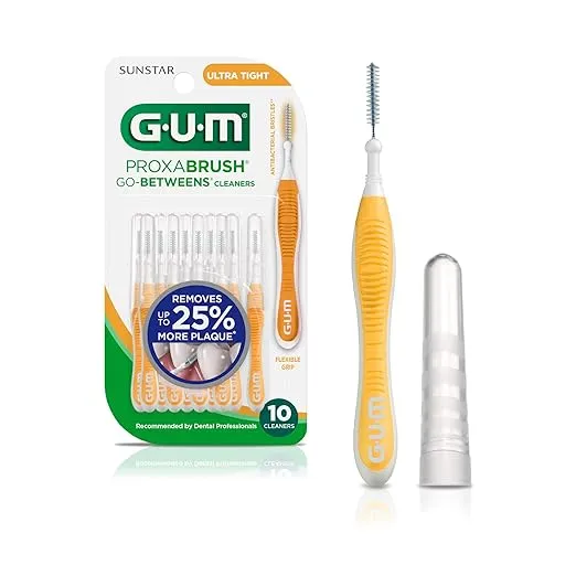 Gum Proxabrush Go-Betweens - Ultra Tight - Interdental Brushes - Soft Bristled Dental Picks for Plaque Removal & Gum Health - Safe for Braces &