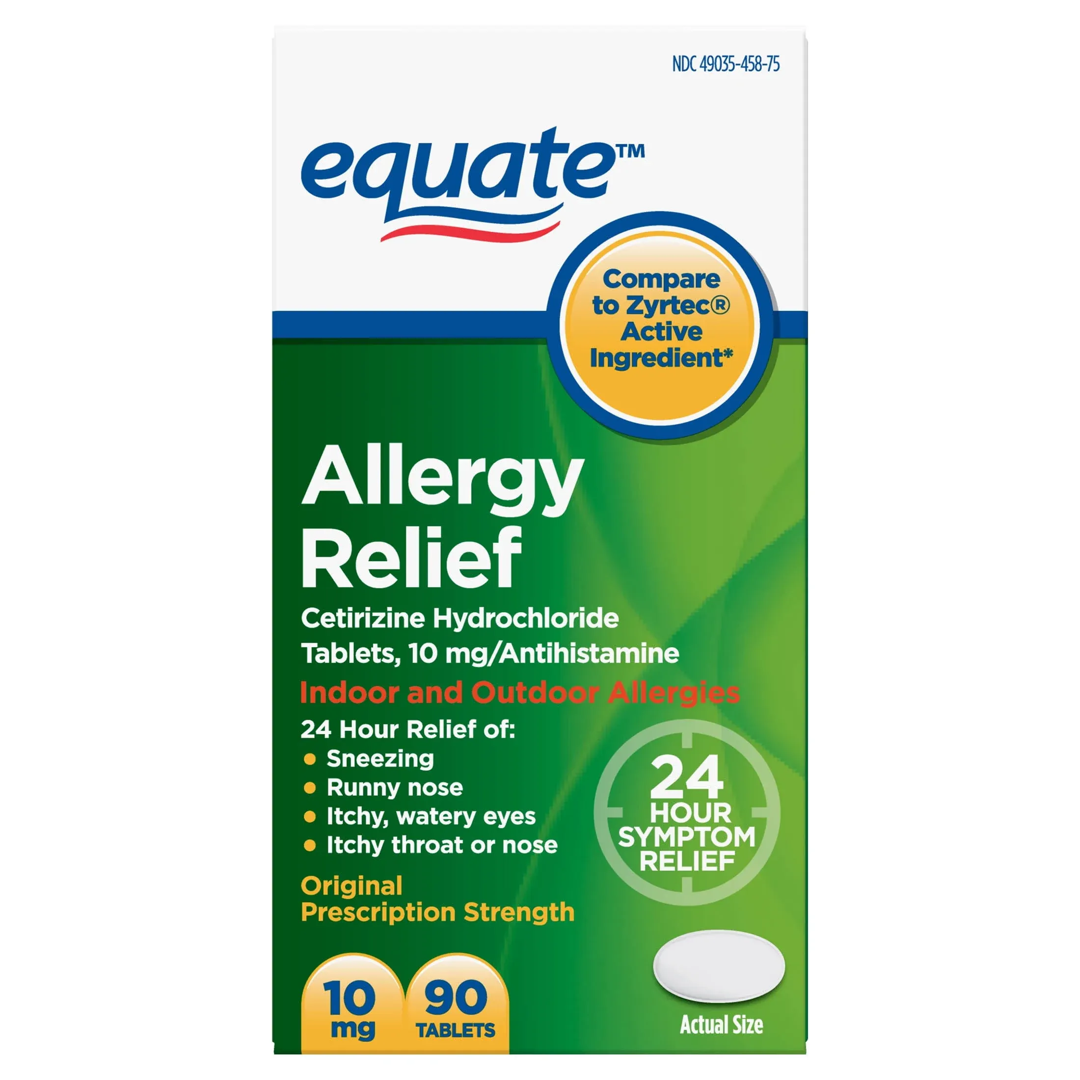 Equate Allergy Relief, 10 mg, Tablets - 90 tablets