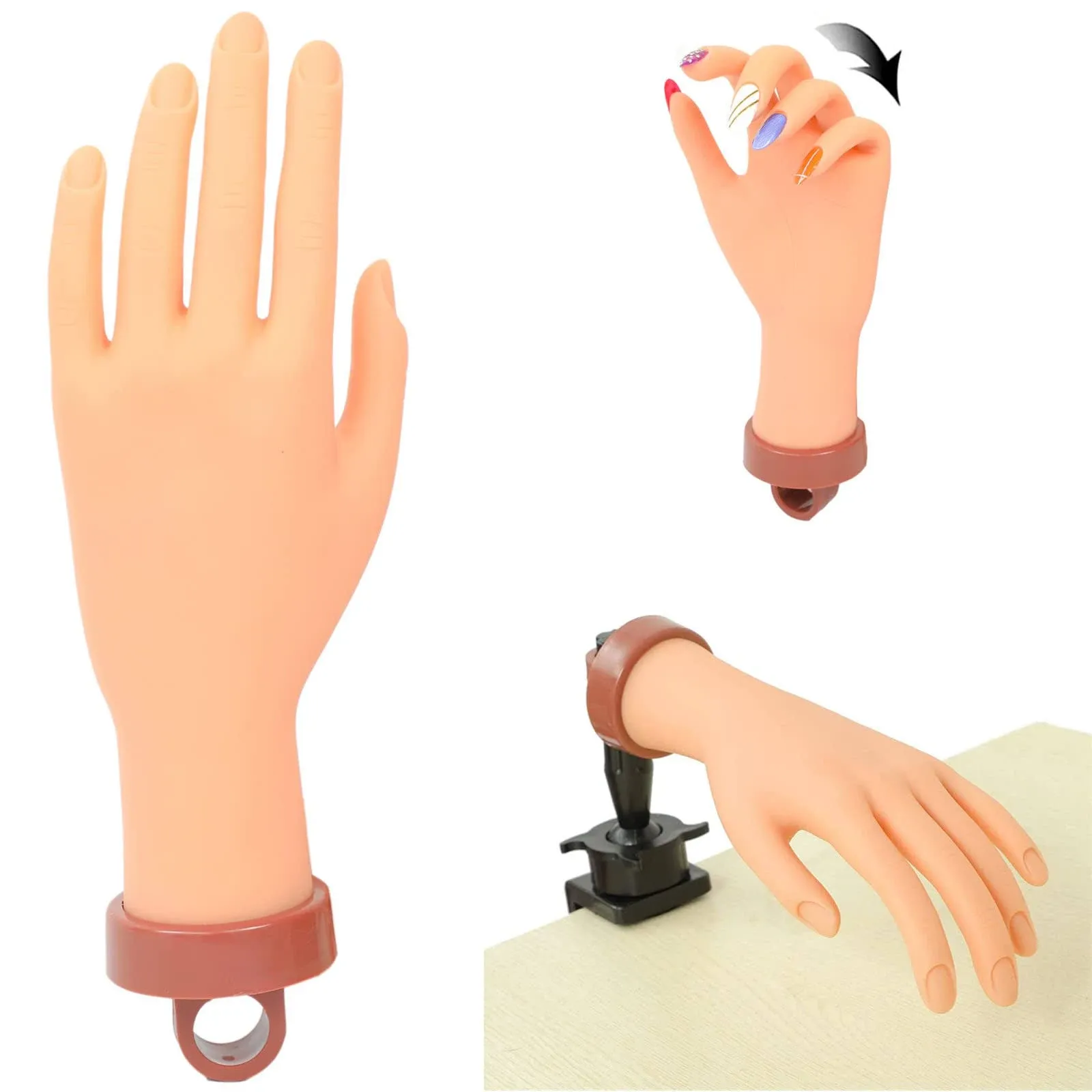 Nail Practice Hand for Acrylic Nails, Mannequin Hands for Nails Practice, Flexible Fake Hands to Practice Fake Nails Bendable Fake Hand Manicure