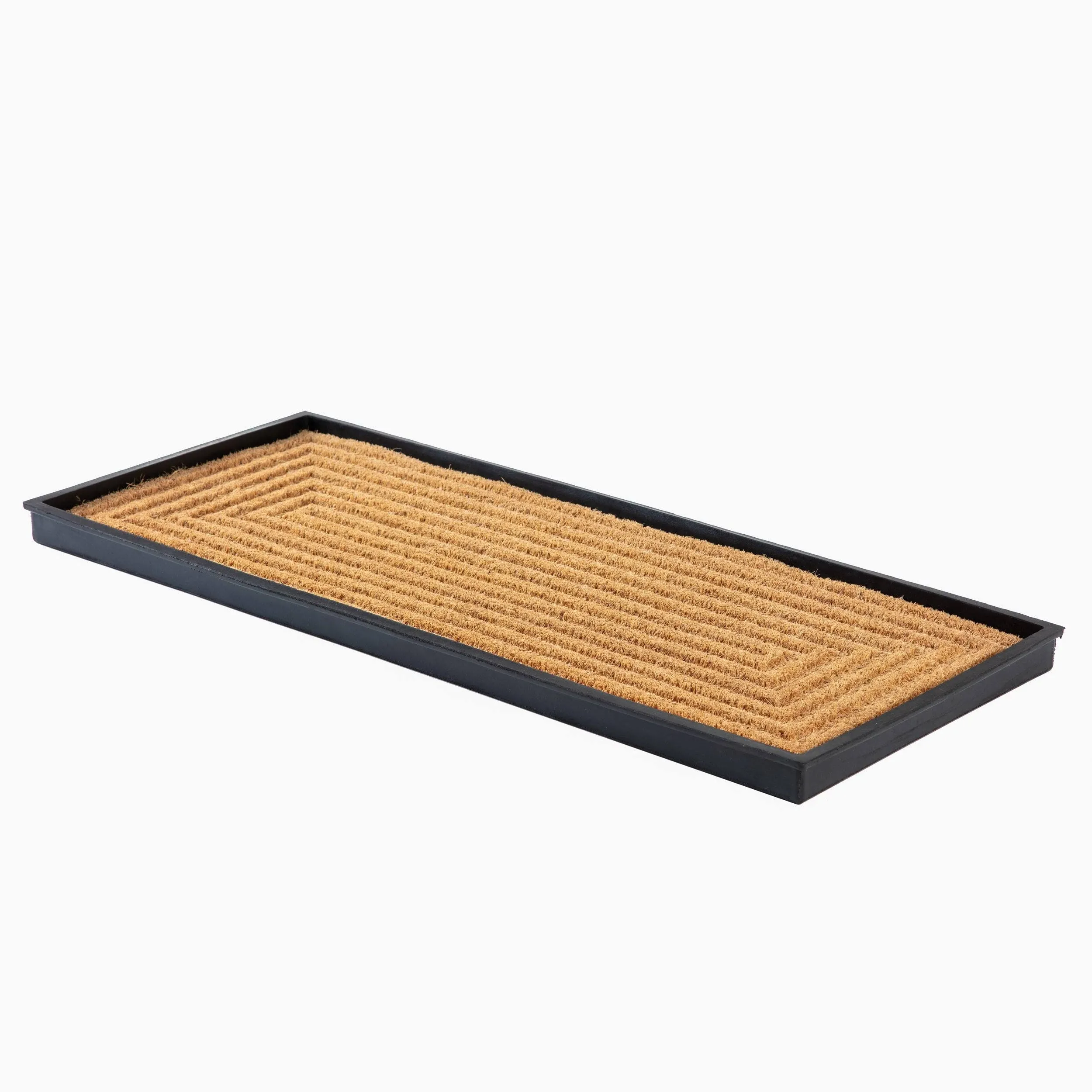 Natural & Recycled Rubber Boot Tray with Rectangle Embossed Coir Insert, Size: 46 ...