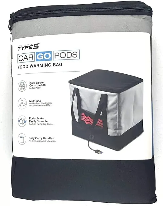 Car Go Pods USB Food Warming Bag for Car, Home &amp; Office Foldable w/Handles NEW