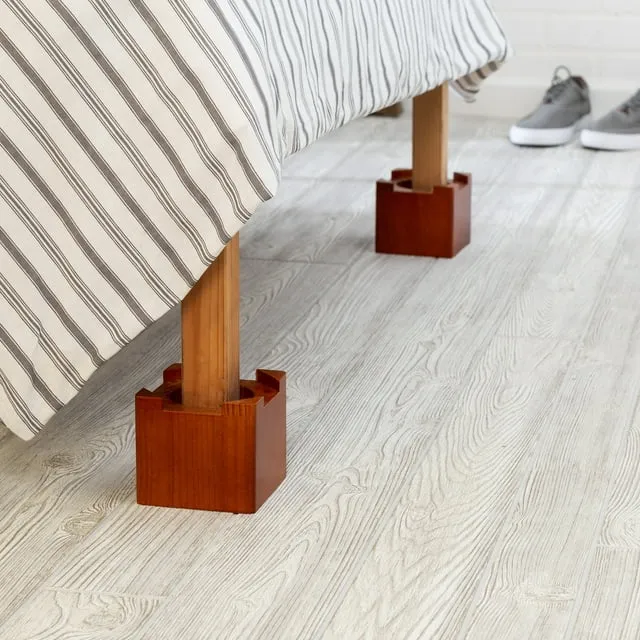 Honey Can Do Wood Bed Risers, Dark Cherry - 4 pack