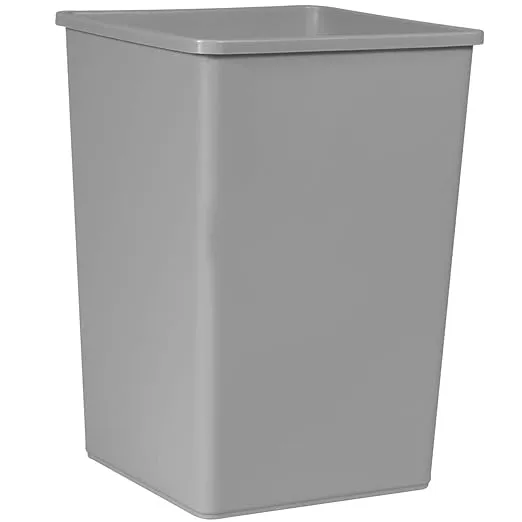 Rubbermaid Commercial Products Untouchable 35 Gal Square Trash Container, Gray, for Offices/Mailrooms/Classrooms/Areas of High Waste Generation