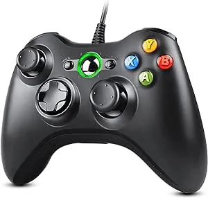 Zexrow Xbox 360 Controller, USB Wired Gamepad Joystick with Improved Dual Vibration and Ergonomic Design for Microsoft Xbox 360 Slim PC Windows 7