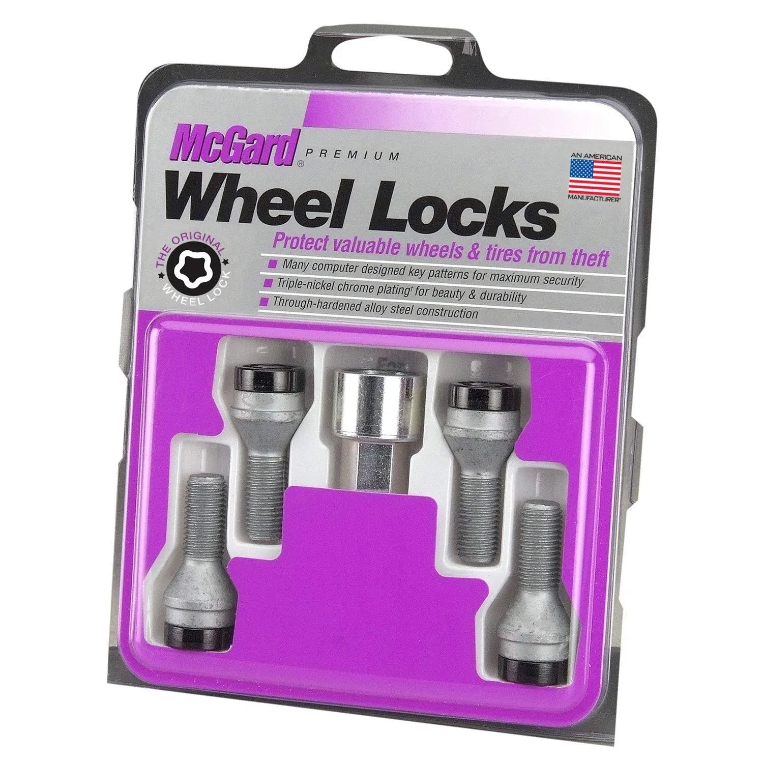 McGard 27316 Chrome Black Cone Seat Bolt Wheel Lock Set