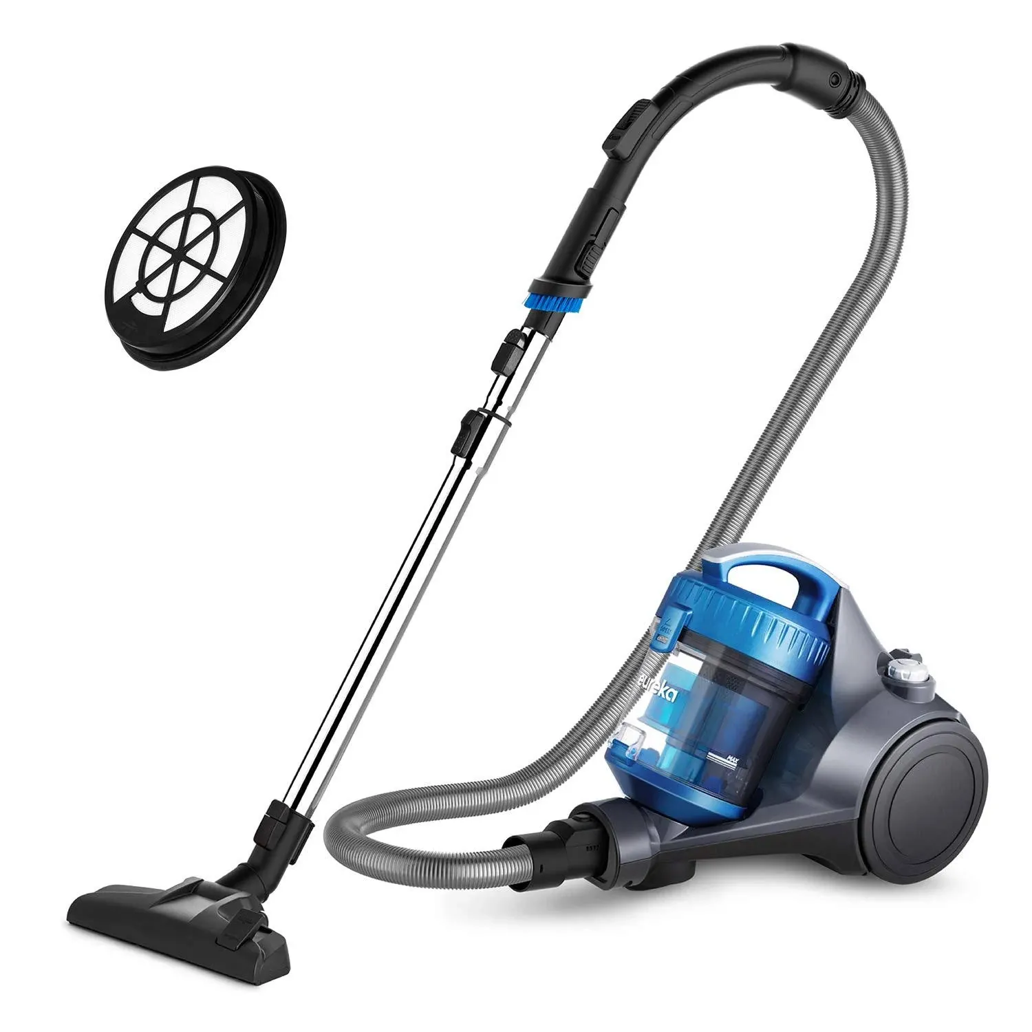 Bagless Canister Vacuum Cleaner Lightweight Vac for Carpets and Hard Floors Blue