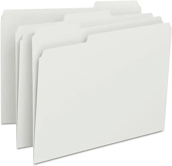 Smead File Folders 1/3 Cut Top Tab Letter White 100/Box