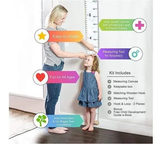 Growth Chart for Kids by Baby Proof - Measuring Height Chart and Kids Decor! Meaningful Memories Through Kid Size Chart Measurement. Leafy Growth Chart Ruler for Wall with Wooden Keepsake Box