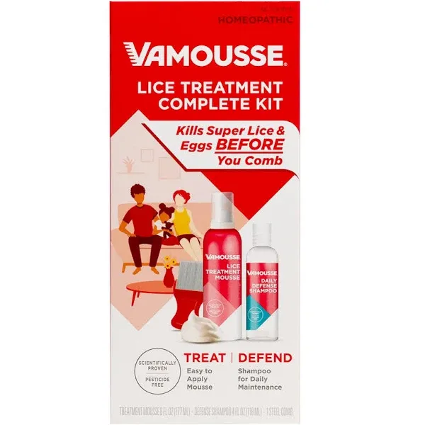 Vamousse Lice Treatment Kit Kills Super Lice &amp; Eggs Mousse Missing 1 Pc