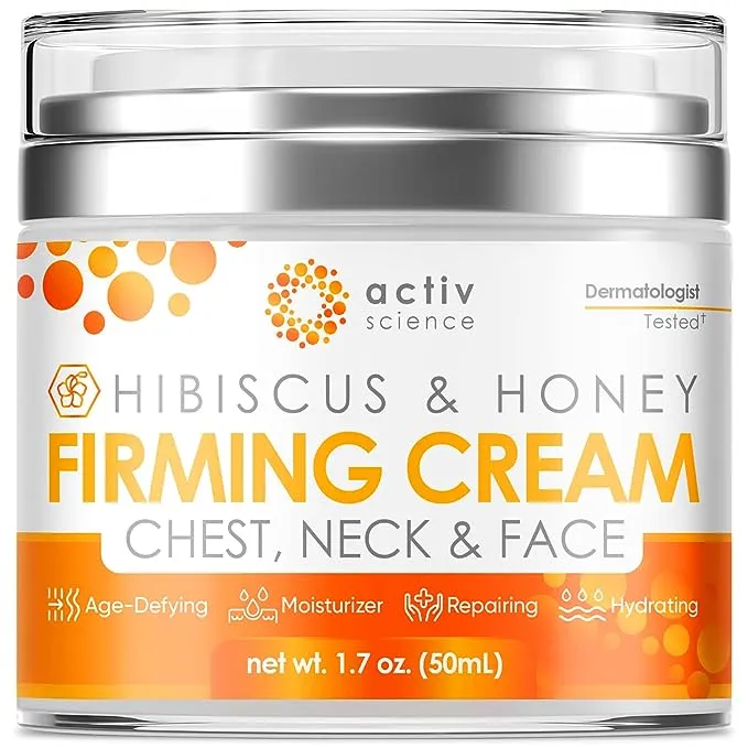 Activscience Hibiscus and Honey Firming Cream, Neck Firming Cream, Skin Tightening Cream, Skin Firming and Tightening Lotion, Reduces The Look of Neck