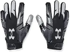 UA Under Armour Football Gloves Youth F8 Medium YMD Black Silver