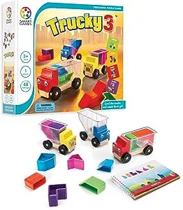 SmartGames Trucky 3 Wooden Skill-Building Puzzle Game Moving Trucks for Ages 3+