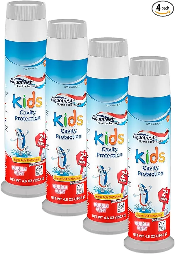 Aquafresh Kids Toothpaste, Bubble Mint 4.60 oz (Pack of 4)