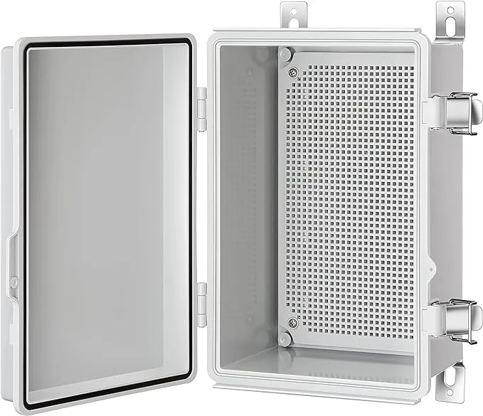 Gratury Junction Box, IP67 Waterproof Plastic Enclosure for Electrical Project, Hinged Grey Cover, Includes Mounting Plate and Wall Bracket 290×190×140mm (11.4"×7.5"×5.5")