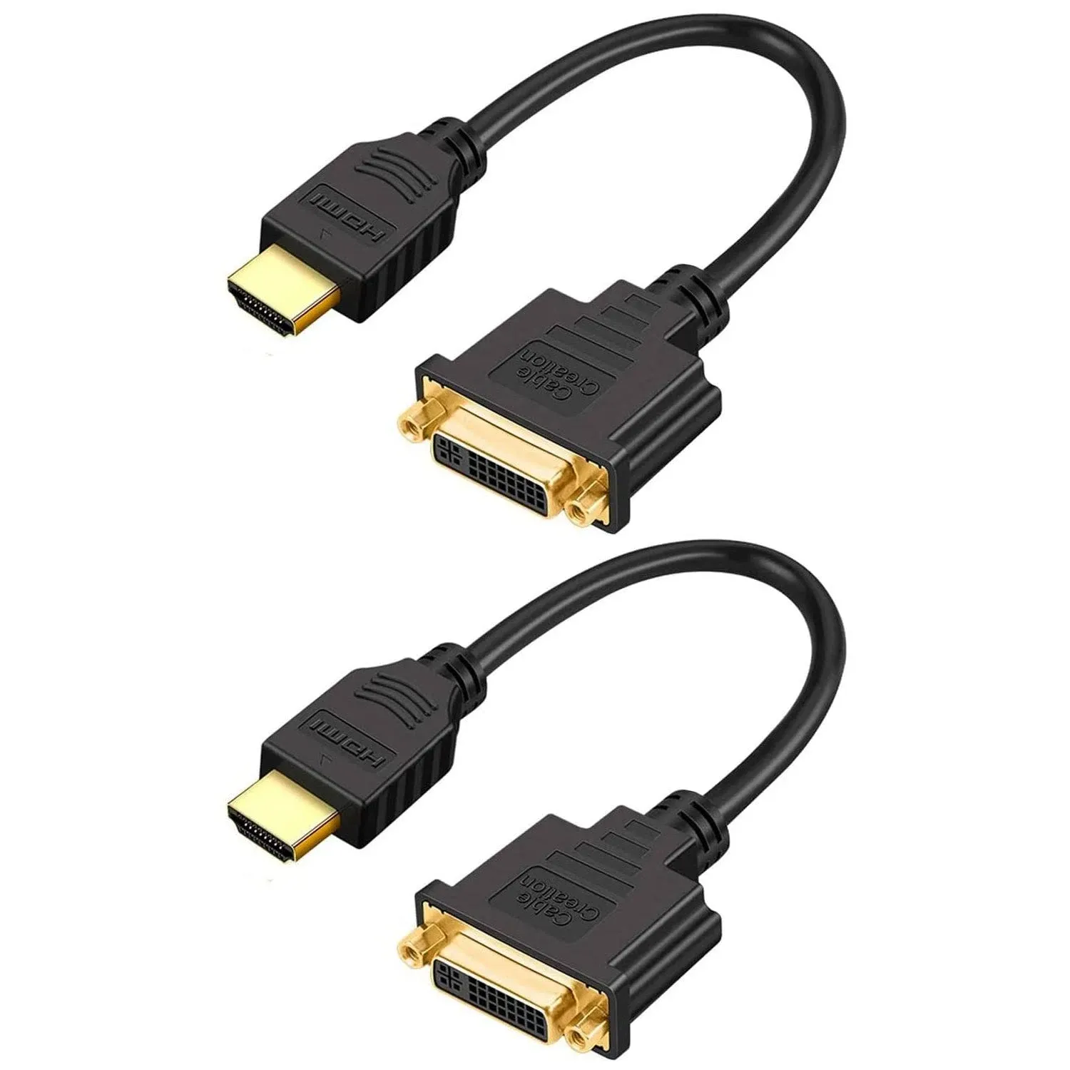 Bi-Directional DVI-I (24+5) Female to HDMI Male Adapter, 2-Pack