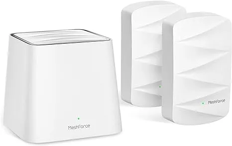 Meshforce M3 Mesh WiFi System, Mesh Router for Wireless Internet, Up to 4500 sq.ft （6+ Rooms） Whole Home Coverage, WiFi Router Replacement, Parental Control, Plug-in Design (1 WiFi Point & 2 Dots)