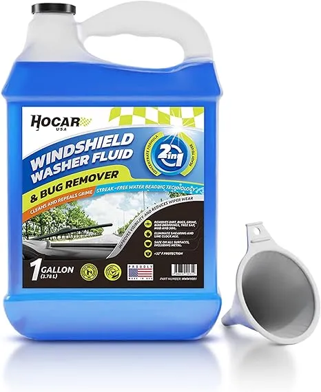 HOCAR USA Windshield Washer Fluid, Windshield Wiper Fluid, Premium Quality 1 Gal - Free Funnel Included