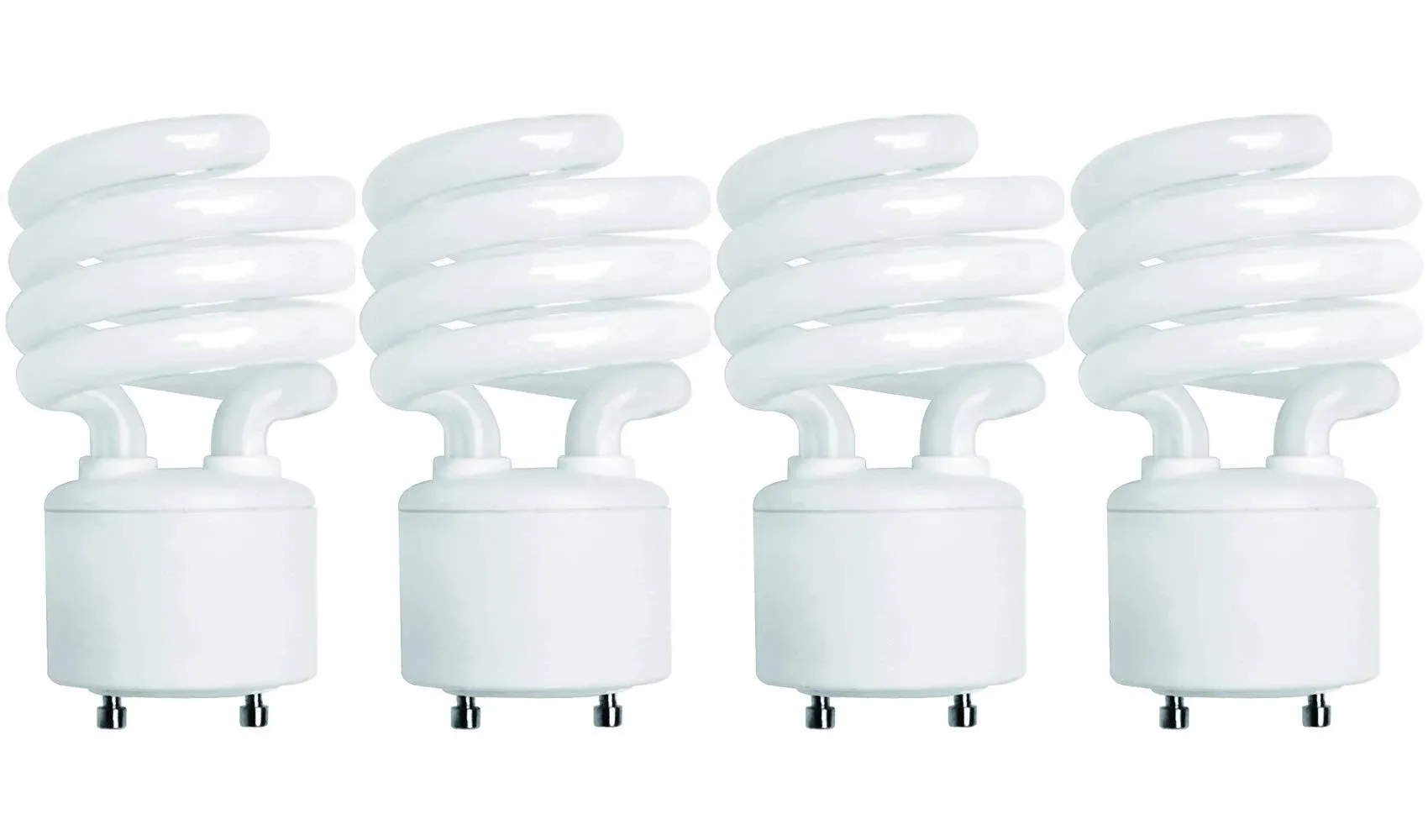 Kor Pack of 4 13 Watt Mini Spiral GU24 Base 60W Equivalent T2 Mini-Twist CFL ...