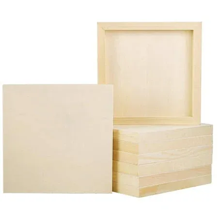 ADXCO 8 Pack Wood Panels 8 x 8 Inch Unfinished Wood Canvas Wooden Panel Boards for Painting, Pouring, Arts Use with Oils, Acrylics