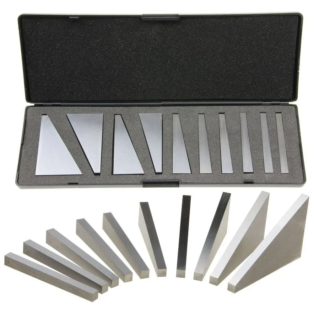 Angle Block Set 1°, 2°, 3°, 4°, 5°, 10°, 15°, 20°, 25°, 30° Precision +/- 20 Seconds, Machinist Tool, 10 Piece Set