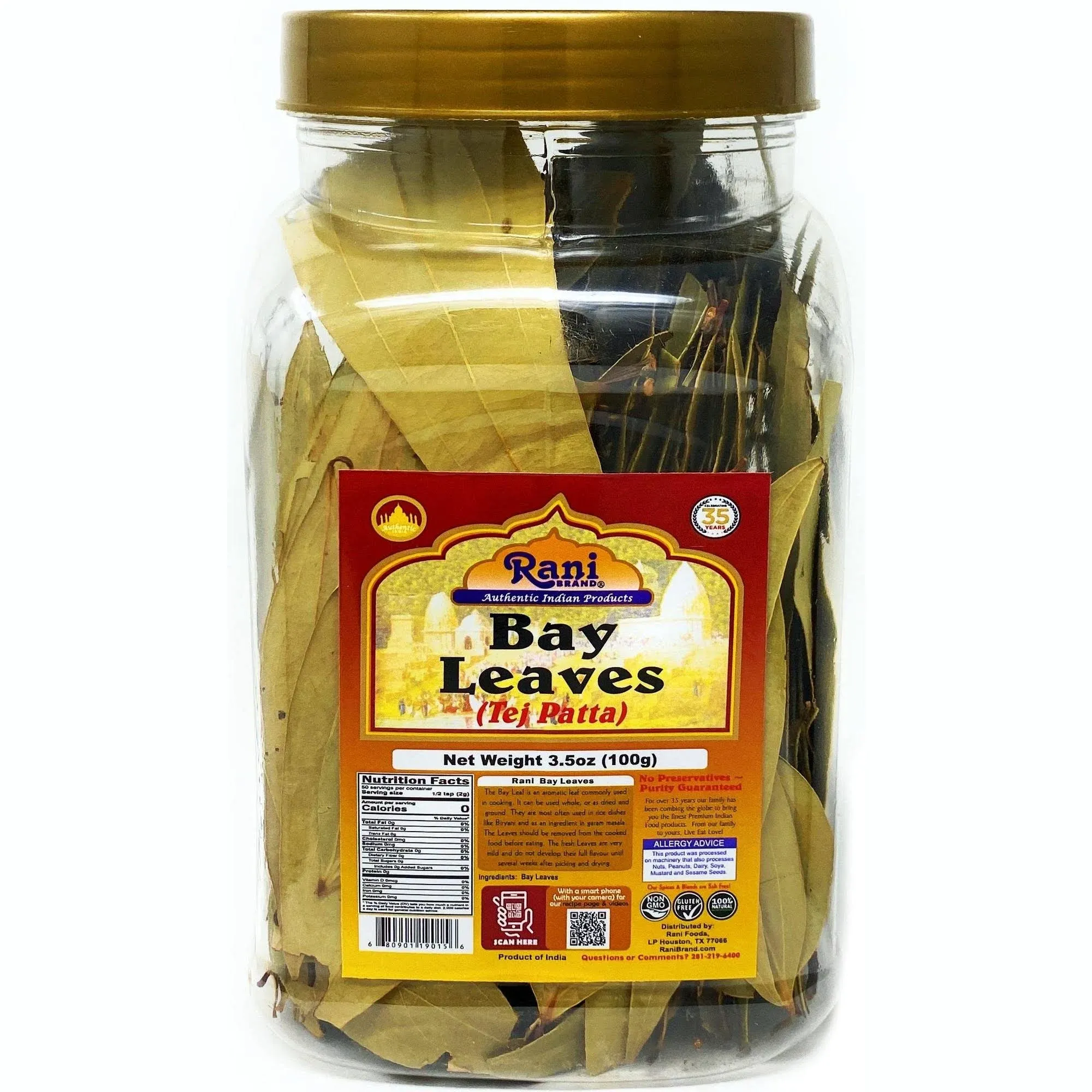 Rani Bay Leaf (Leaves) Whole Spice Hand Selected Extra Large 3.5oz (100g) Pet Jar ...