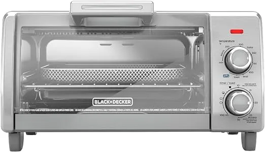 BLACK+DECKER Crisp ‘N Bake Air Fry 4-Slice Toaster Oven, Silver & Black, TO1787SS