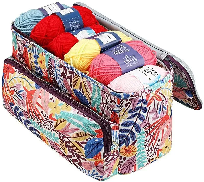 Looen Knitting Bag Large Size,Yarn Storage Organizer Tote Bag Holder Case Cuboid ...