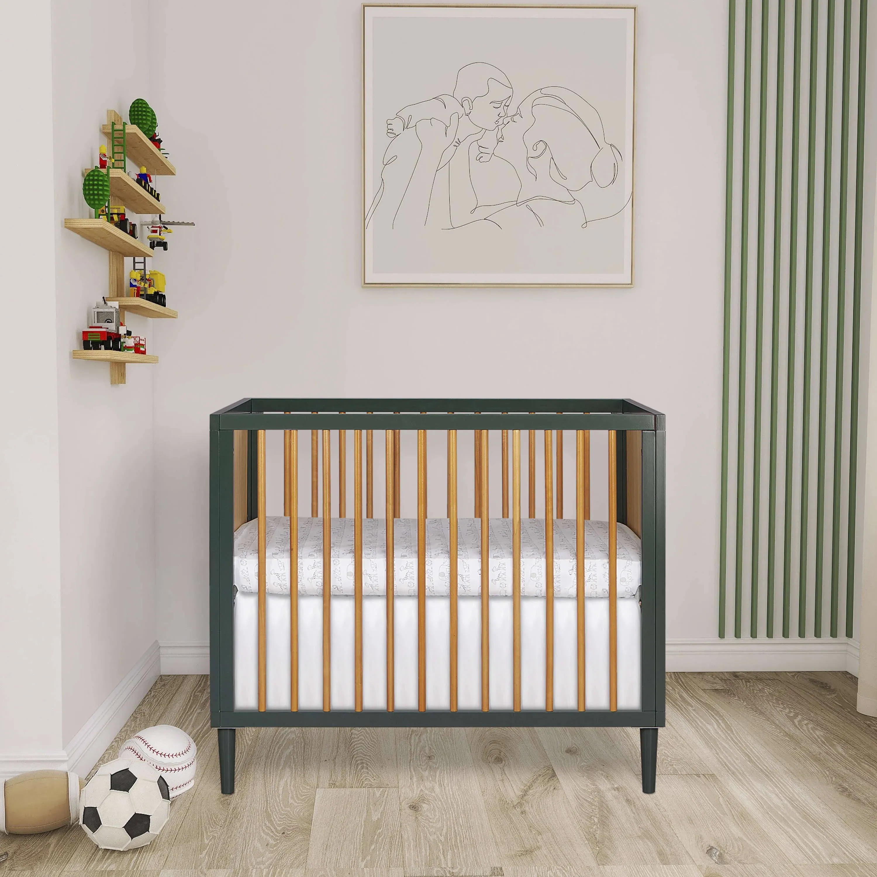 Dream On Me Lucas Mini Modern Crib with Rounded Spindles