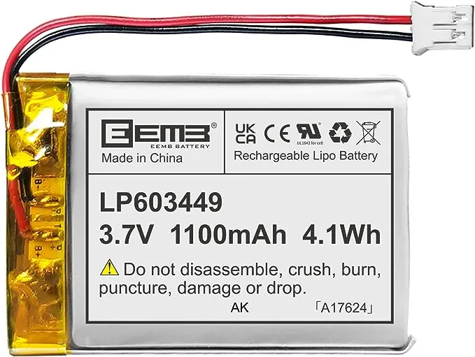 EEMB Lithium Polymer Battery 3.7V 1100mAh 603449 Lipo Rechargeable Battery Pack