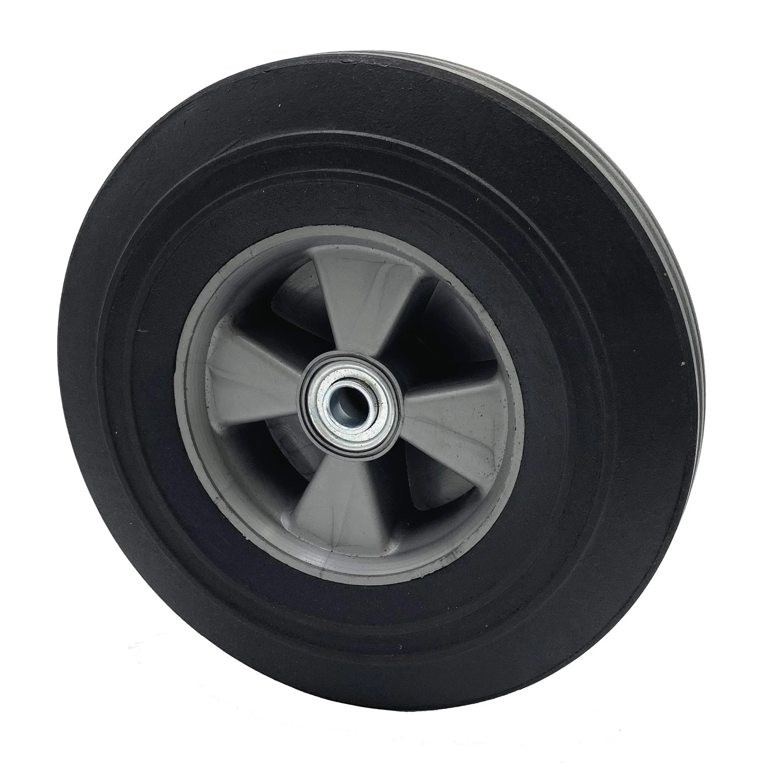 Solid Rubber Hand Truck Wheel 10&#034;&#034; 58ย\x9d Axle Size Flat Free Solid Rubber Replace