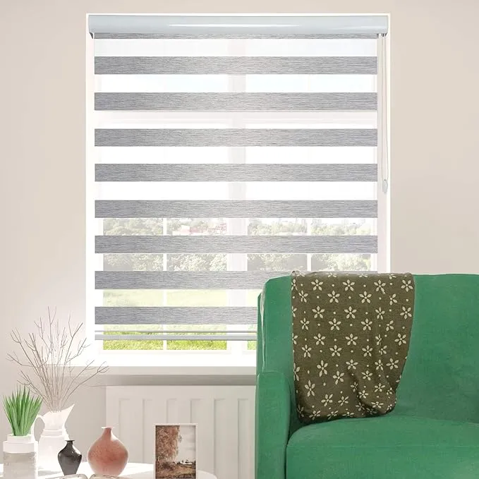 ShadesU Custom Size Zebra Blind Zebra Shades for Windows Privacy Light Filtering Shades (Maxium Height 72inch) (Grey Color) (Width 24 inch)