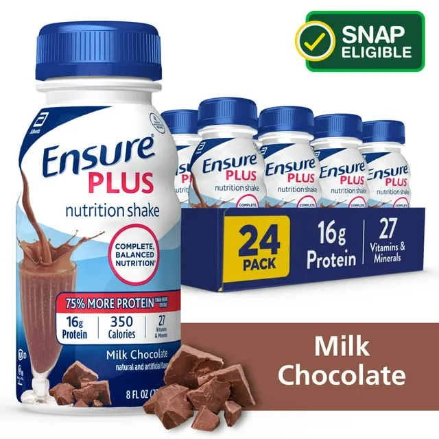 Ensure Plus Nutrition Shake with 16 grams of protein, Meal Replacement Shakes, Butter Pecan, 8 Fl Oz (Pack of 24)